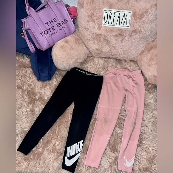 SOLD✨NIKE 2 Pairs Girls Leggings, Black & Pink, Size 6-7 Years - Picture 2 of 6